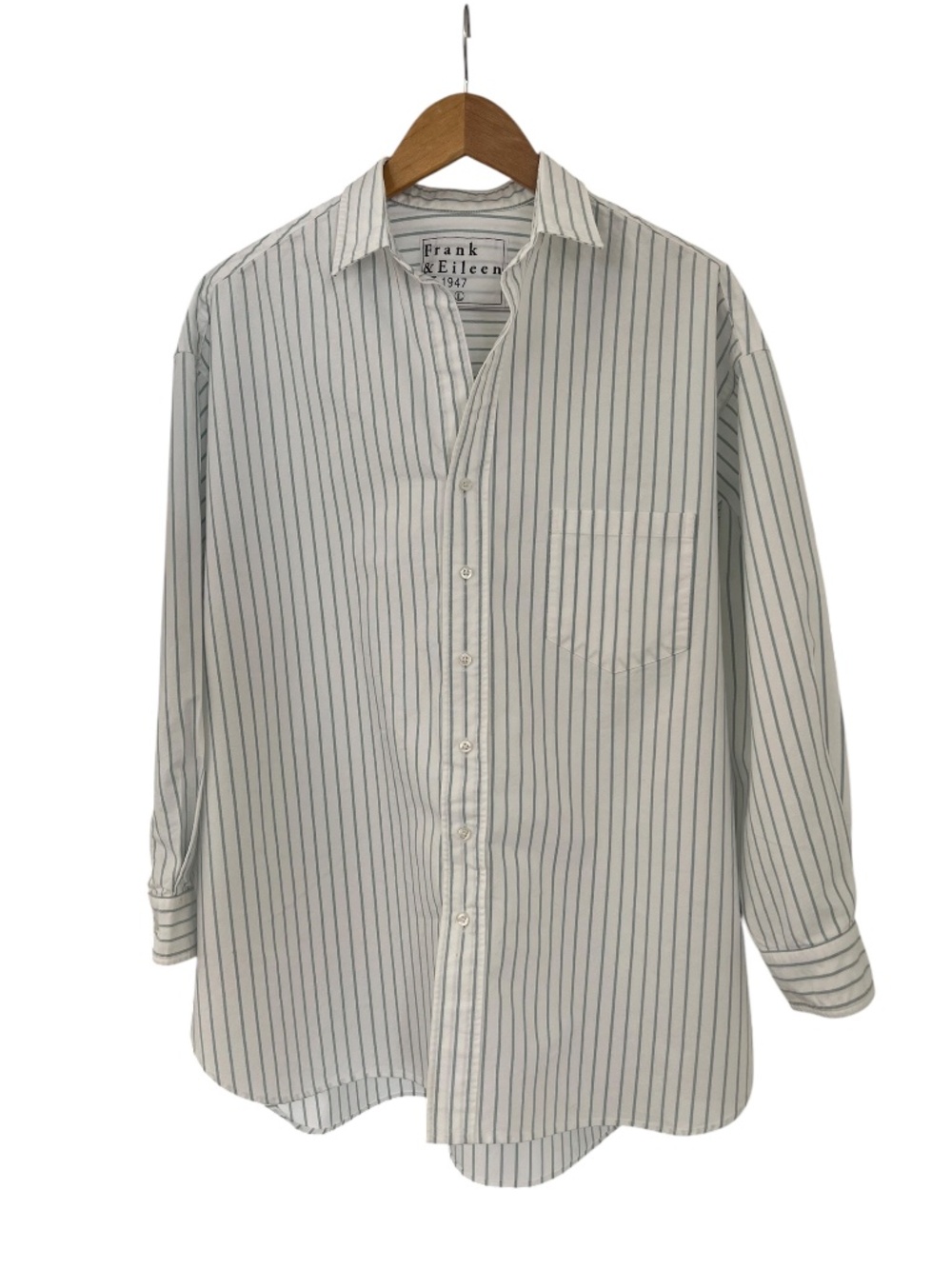 Frank & Eileen Coastal Fisherman Euro Shirley Striped Oversized Button-Up (L)